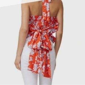 NWT J. Crew Laurent Floral Tank Orange Blue with large bow in back - Large